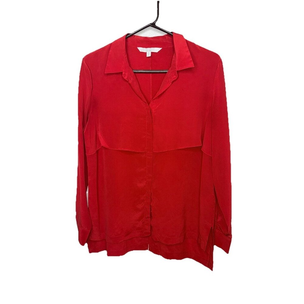 Walter Baker Blouse Red Long Sleeve Women’s Size Medium 100% Silk Career K
